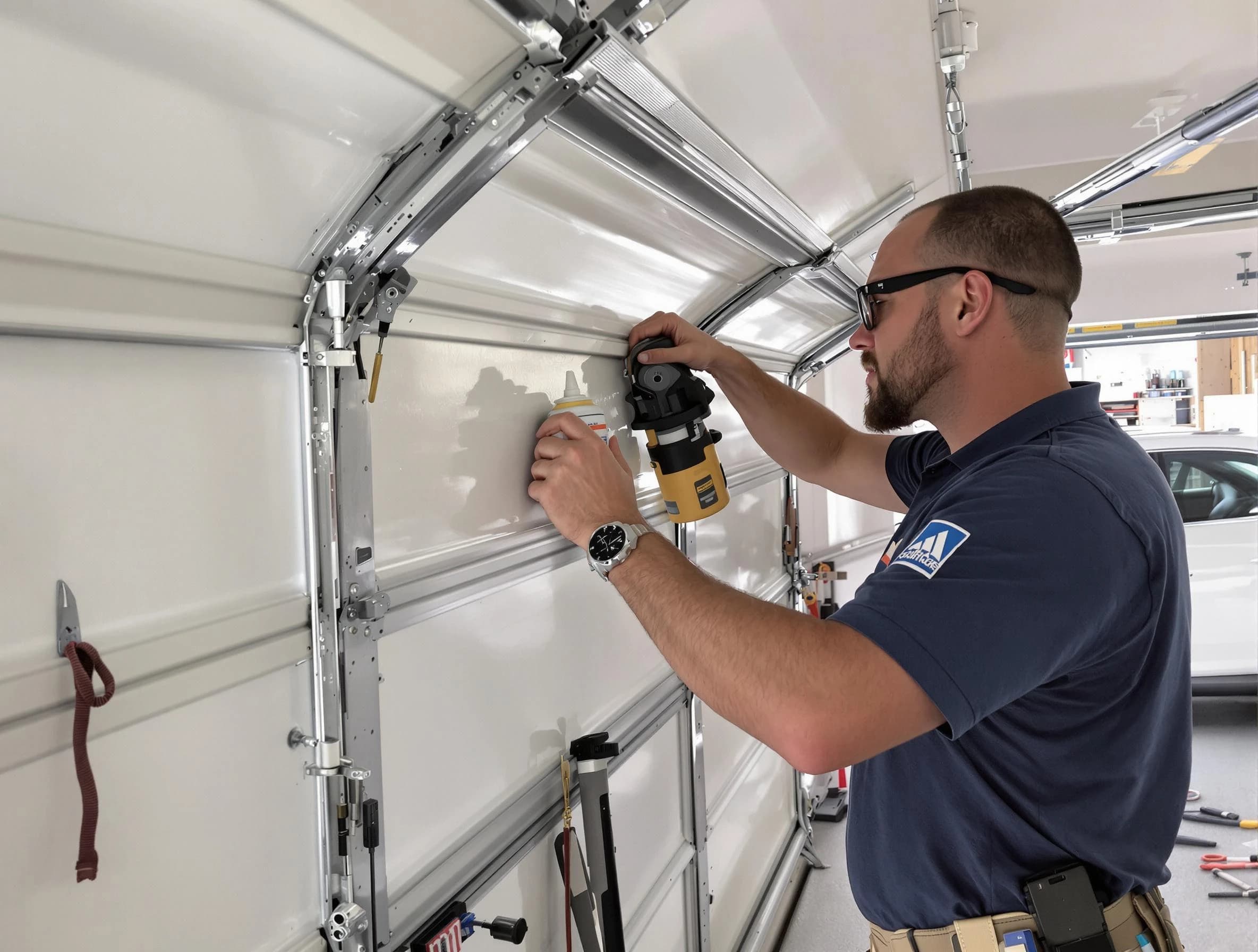Montgomery Garage Door Repair technician performing comprehensive noise reduction service in Montgomery
